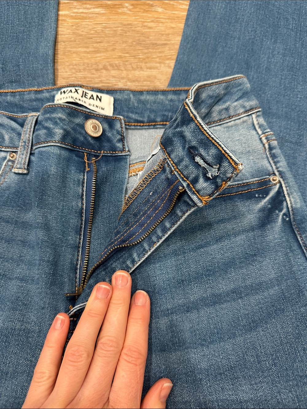 NWT! Wax Jean Indigo Flare Jeans with Frayed Hem - Picture 4 of 9